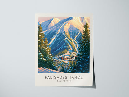 Palisades Tahoe Matte Border Poster | California Destination Print Travel Wall Art — giclée print detail on matte paper