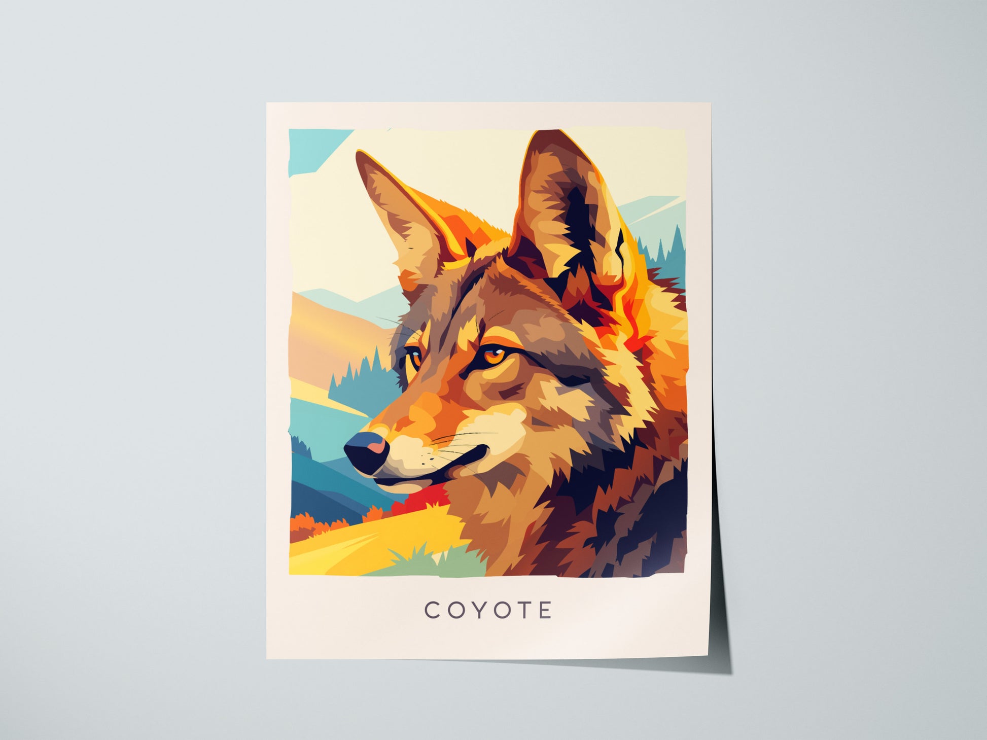 Coyote Poster | Wild Spirit of the Open West Wall Art — giclée print detail on matte paper