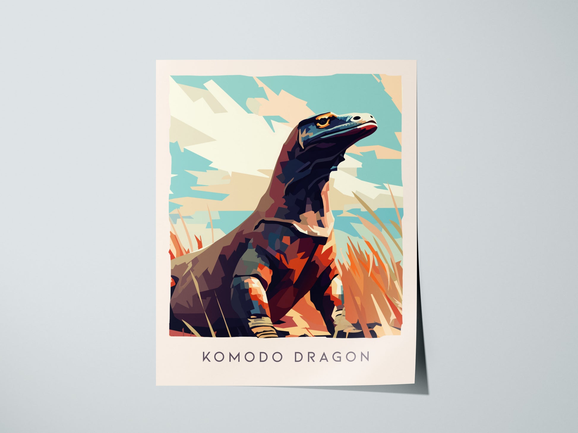 Komodo Dragon Poster | Ancient Reptile Wildlife Wall Art — giclée print detail on matte paper