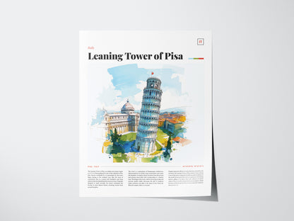 Leaning Tower of Pisa Poster | Italy Travel Wall Art