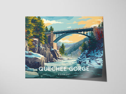 Quechee Gorge Landscape, Vermont Poster | Framed or Unframed Gorge Wall Art — giclée print detail on matte paper