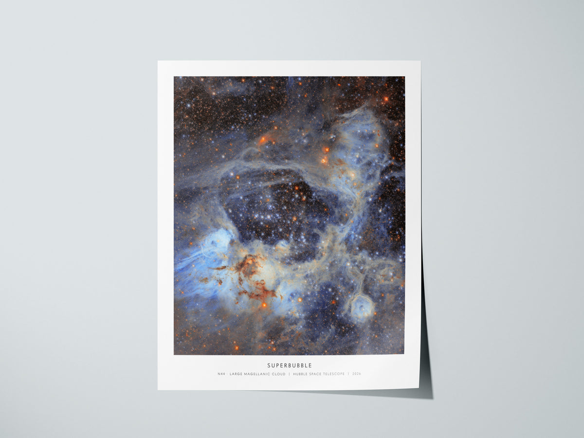 Superbubble Poster | N44 · Large Magellanic Cloud | NASA N44 Large Magellanic Cloud Astronomy Print — giclée print detail on