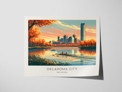 Oklahoma City Landscape Matte Border Poster | Travel Wall Art — giclée print detail on matte paper