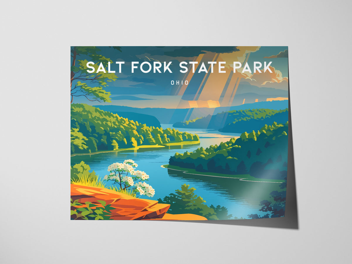 Salt Fork State Park Landscape Poster | Ohio Framed or Unframed Travel Gift Wall Art — giclée print detail on matte paper
