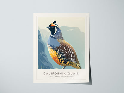 California Quail Poster | Golden State Bird Illustration Wall Art — giclée print detail on matte paper