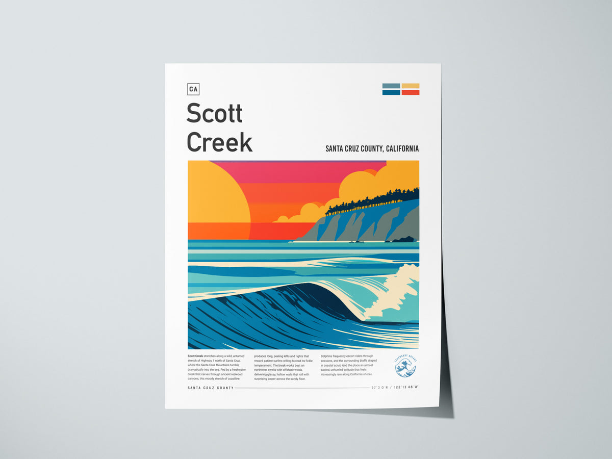 Scott Creek, Santa Cruz County, California Poster | Surf Wall Art & Wave Print Wall Art — giclée print detail on matte paper