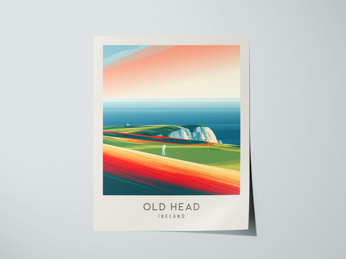Old Head Matte Border Poster | Ireland Golf Course Print & Links Wall Art — giclée print detail on matte paper