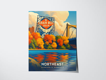 Northeast Minneapolis Poster | Grain Belt Beer Sign Wall Art Print