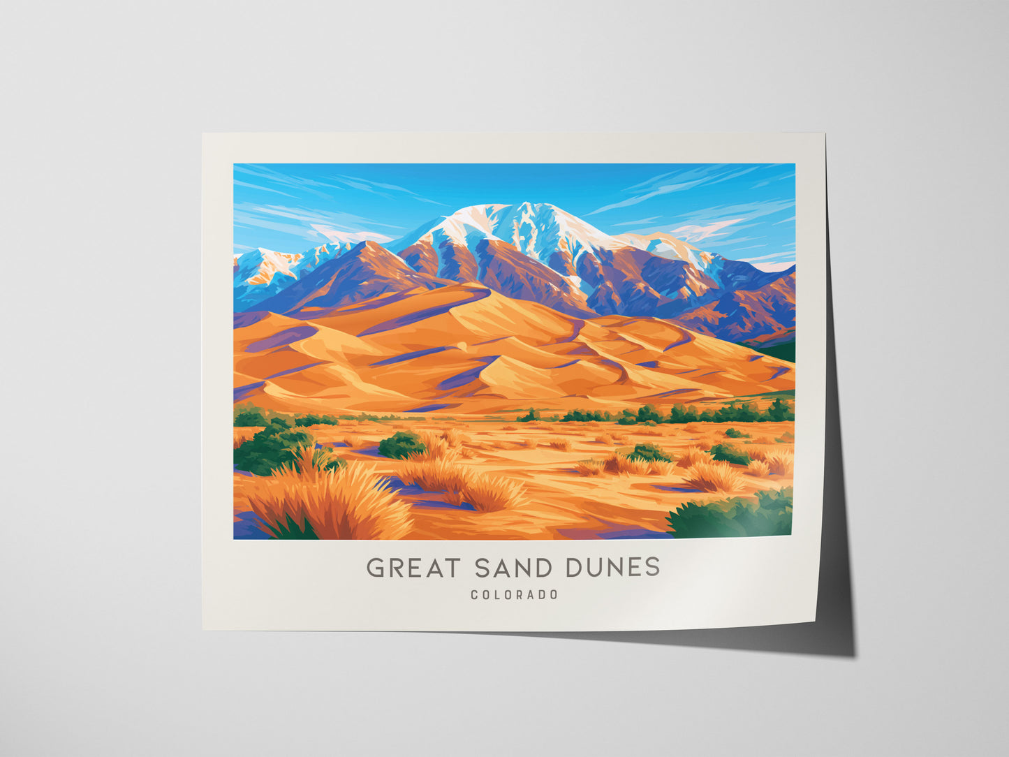 Great Sand Dunes Landscape Matte Border Poster | Colorado Travel Wall Art — giclée print detail on matte paper