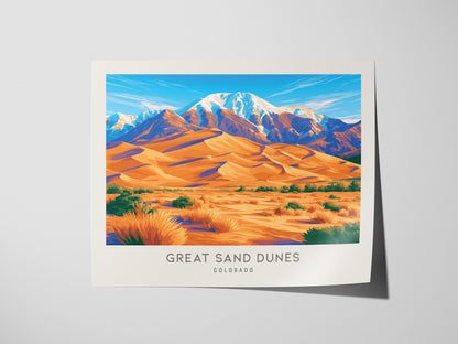 Great Sand Dunes Landscape Matte Border Poster | Colorado Travel Wall Art — giclée print detail on matte paper