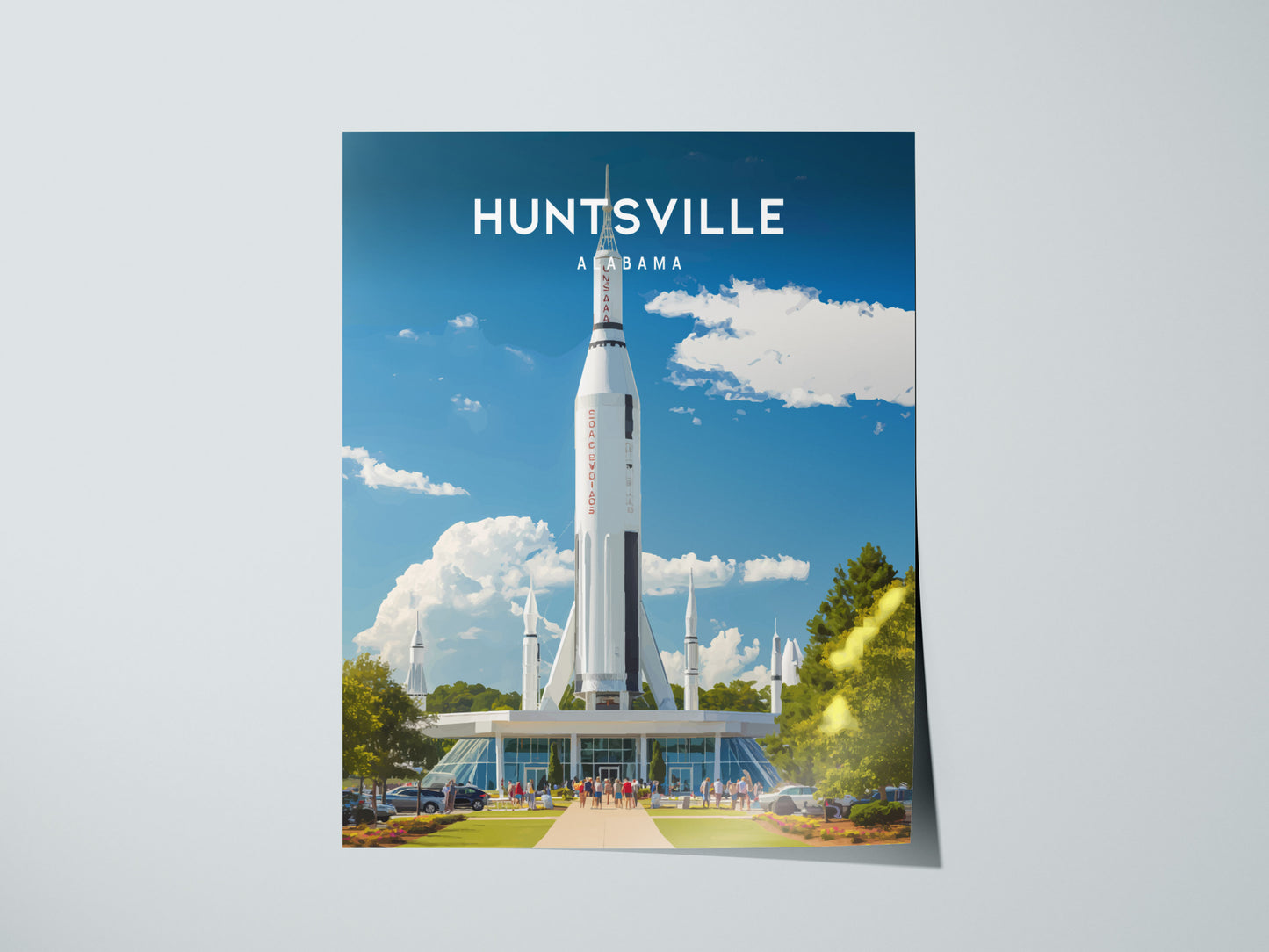 Huntsville, Alabama Poster | Rocket City Space & Southern Charm Wall Art — giclée print detail on matte paper