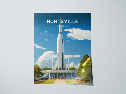 Huntsville, Alabama Poster | Rocket City Space & Southern Charm Wall Art — giclée print detail on matte paper