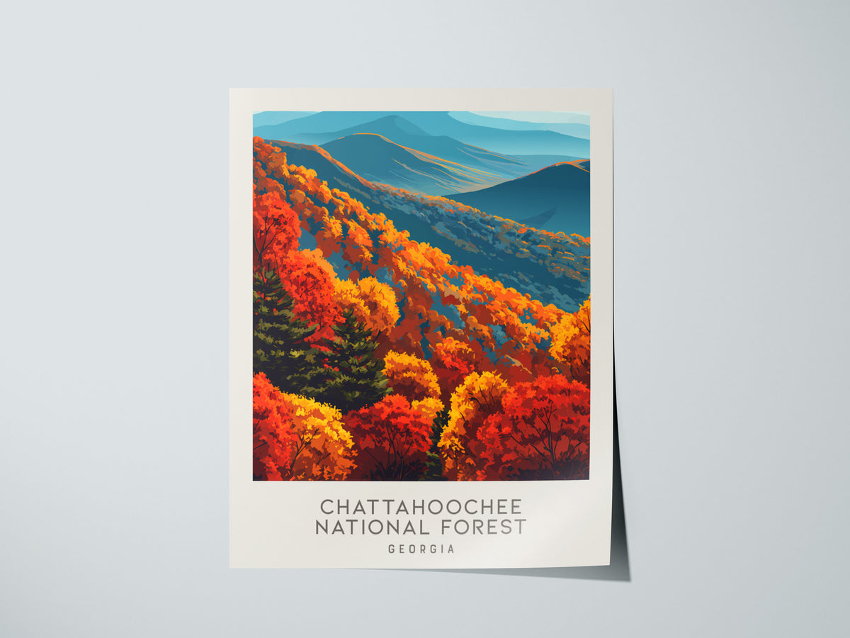 Chattahoochee National Forest Matte Border Poster | Georgia Travel Wall Art — giclée print detail on matte paper