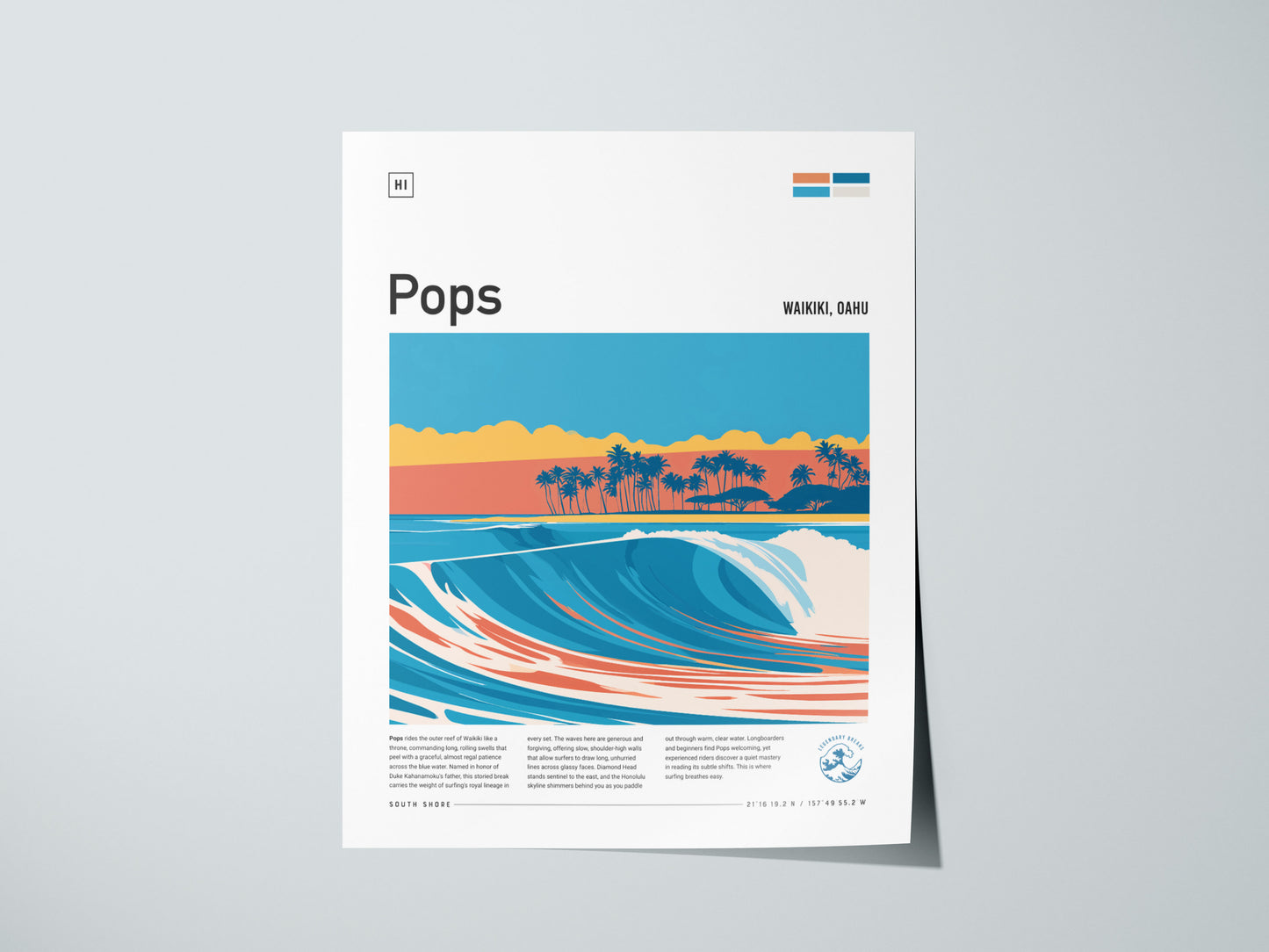 Populars, Hawaii Poster | Golden Hour Surf Break Wall Art — giclée print detail on matte paper