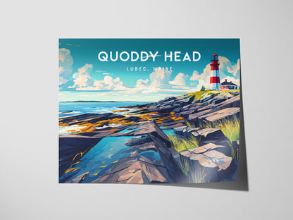 Quoddy Head Landscape Poster | Lubec, Maine Vacation Wall Art — giclée print detail on matte paper
