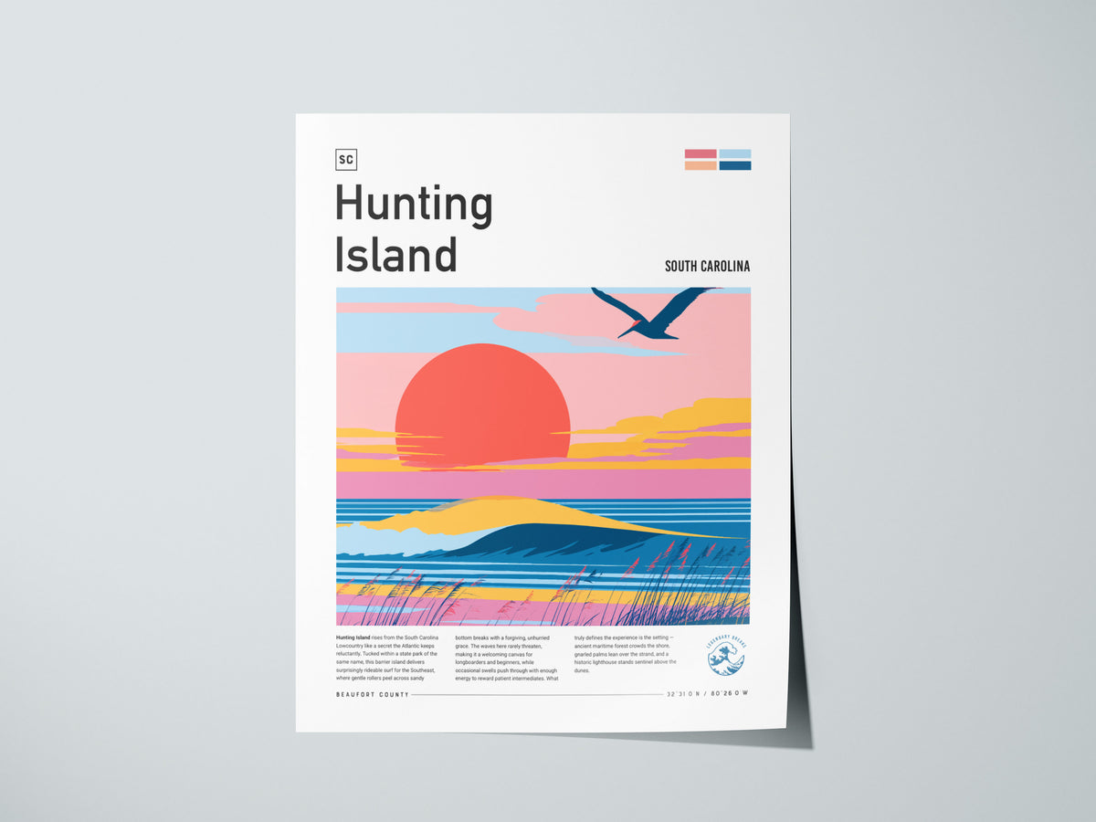 Hunting Island, South Carolina Poster | Driftwood Shores & Coastal Surf Wall Art — giclée print detail on matte paper