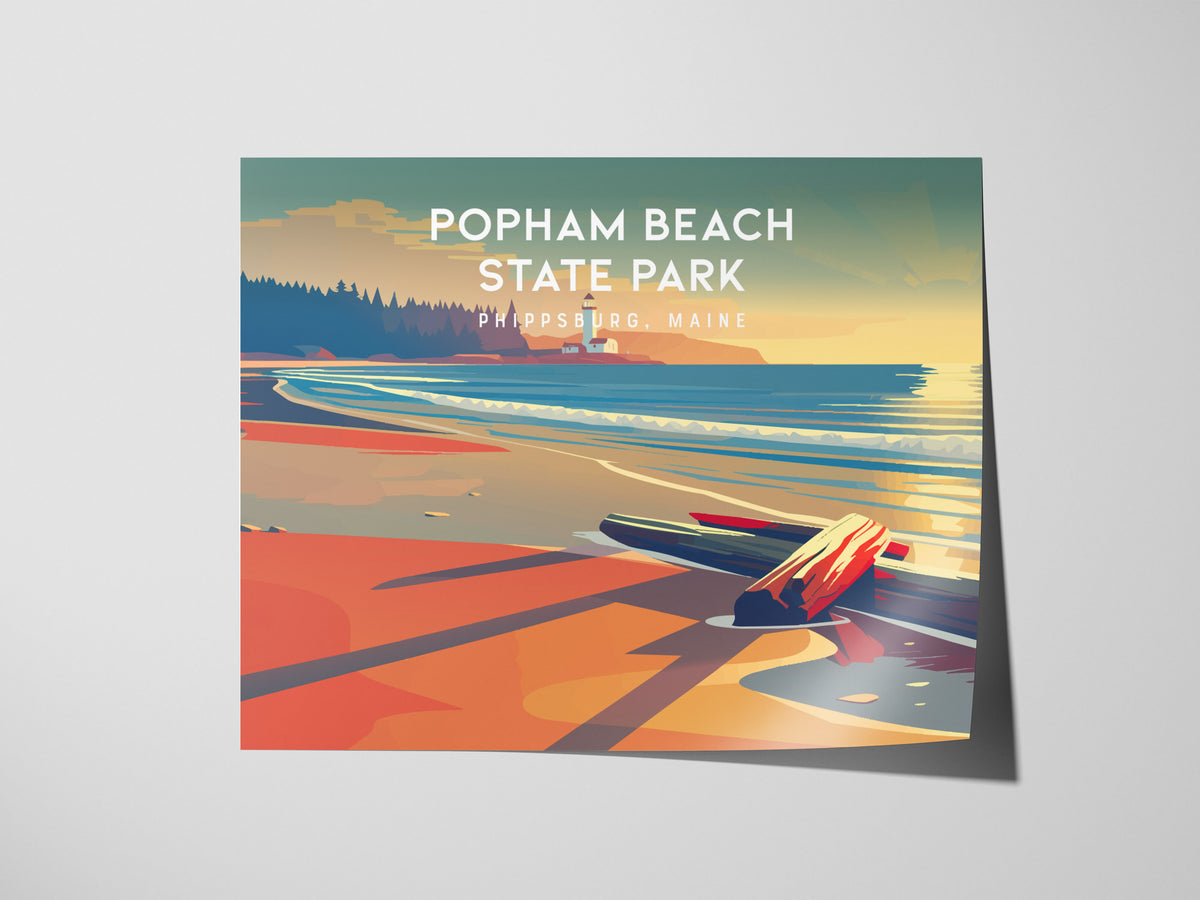Popham Beach State Park Landscape Poster | Phippsburg, Maine Travel Wall Art — giclée print detail on matte paper