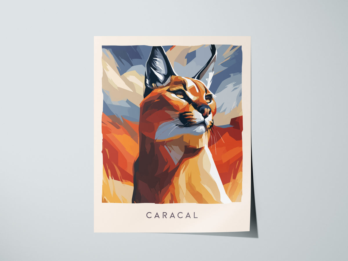 Caracal, Caracal caracal Poster | Majestic Wild Cat Nature Wall Art — giclée print detail on matte paper