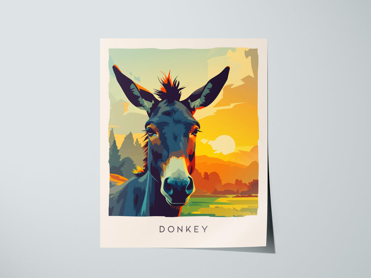 Donkey, Equus asinus Poster | Gentle Farm Wildlife Wall Art — giclée print detail on matte paper