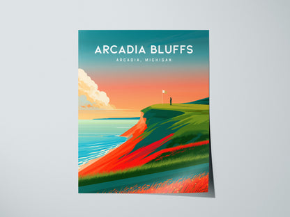 Arcadia Bluffs, Arcadia, Michigan Poster | Links Poster Golfer Gift Wall Art — giclée print detail on matte paper