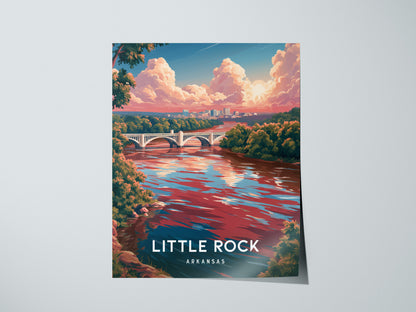 Little Rock, Arkansas Poster | River City Skyline Destination Print Wall Art — giclée print detail on matte paper
