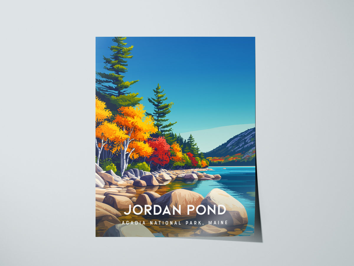 Jordan Pond, Acadia National Park, Maine Poster | Coastal Beach Decor Wall Art — giclée print detail on matte paper