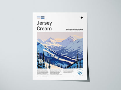 Jersey Cream, Whistler, British Columbia Poster | Alpine Print Ski Lodge Decor Wall Art — giclée print detail on matte paper