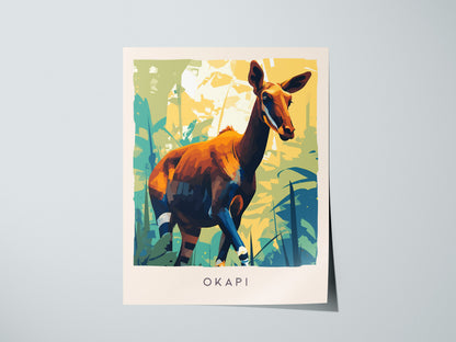 Okapi, Okapia johnstoni Poster | Rainforest Wildlife Wall Art — giclée print detail on matte paper