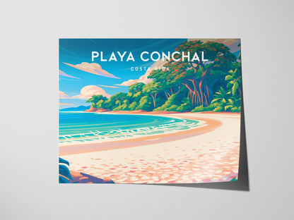 Playa Conchal Landscape Poster | Costa Rica Beach House Decor Wall Art — giclée print detail on matte paper