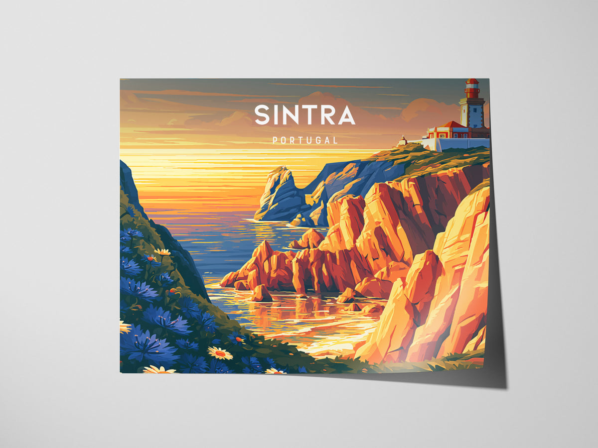 Sintra, Portugal Landscape Poster | Fairy-Tale Castle & Garden Travel Gift Wall Art — giclée print detail on matte paper