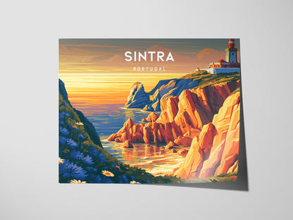 Sintra, Portugal Landscape Poster | Fairy-Tale Castle & Garden Travel Gift Wall Art — giclée print detail on matte paper