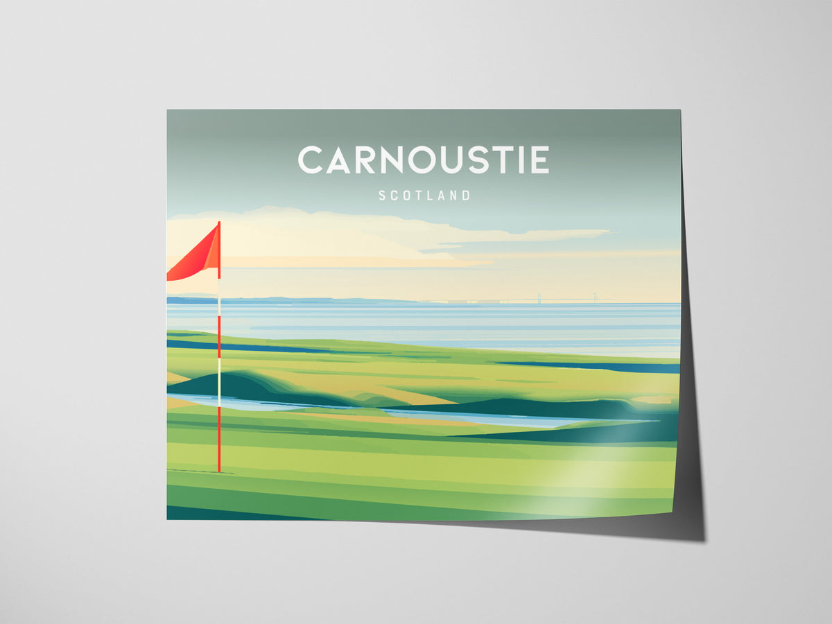 Carnoustie Landscape Poster | Scotland Golf Wall Art Framed or Unframed — giclée print detail on matte paper