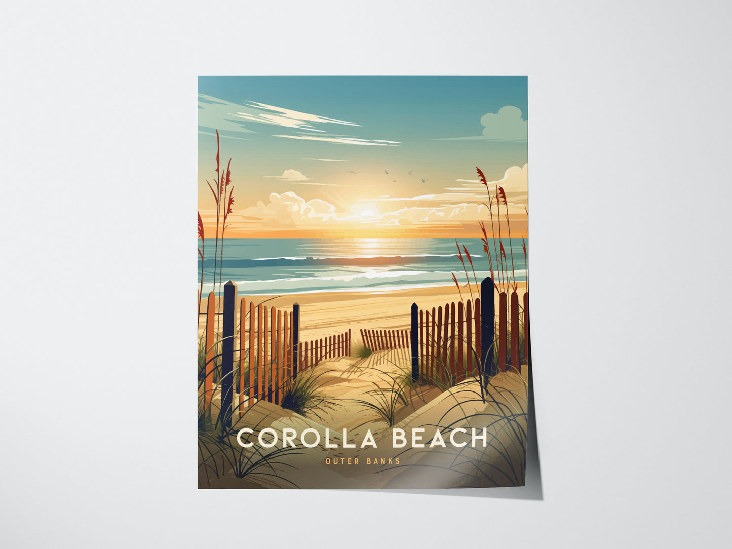 Corolla Beach Poster | Outer Banks Coastal Wall Art | Framed or Unframed