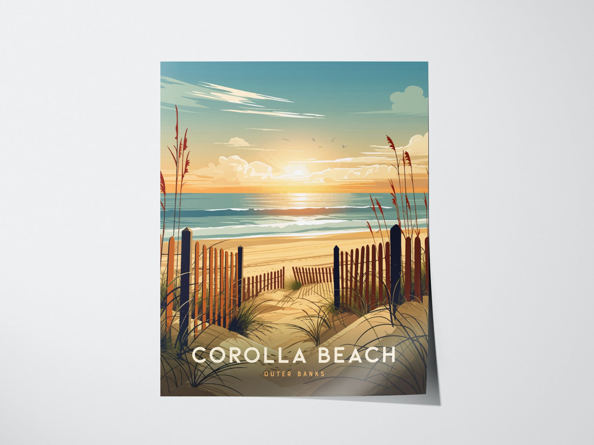 Corolla Beach Poster | Outer Banks Coastal Wall Art | Framed or Unframed