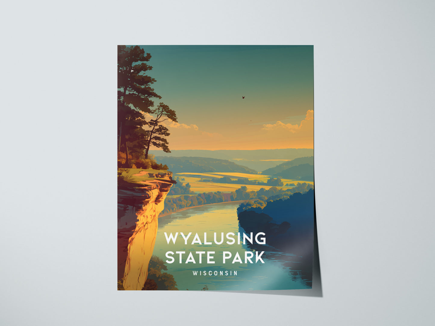 Wyalusing State Park, Wisconsin Poster | Bluffs & River Valley Vista Wall Art — giclée print detail on matte paper