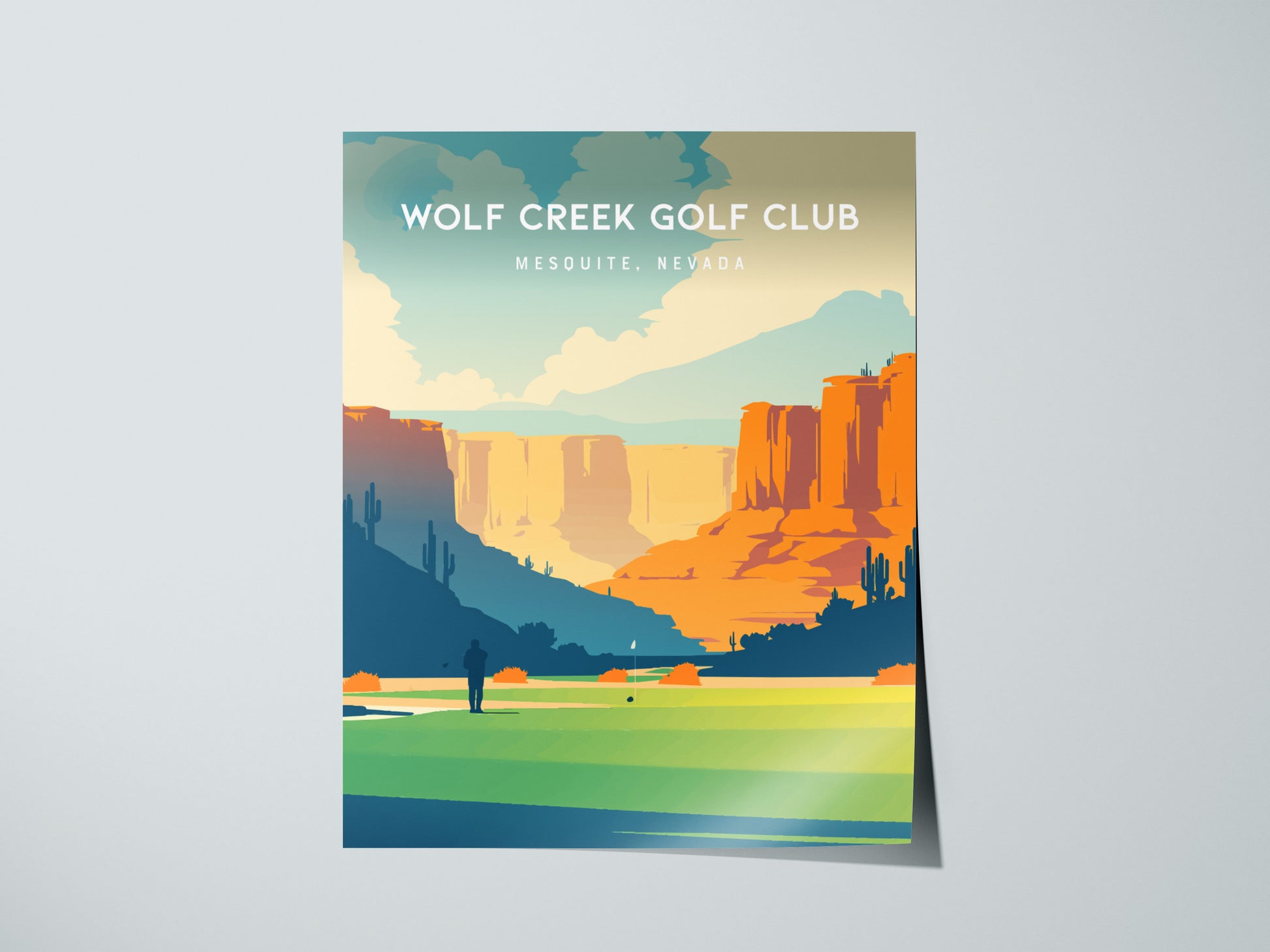 Wolf Creek Golf Club, Mesquite, Nevada Poster | Desert Canyon Links Golfer Gift Wall Art — giclée print detail on matte paper