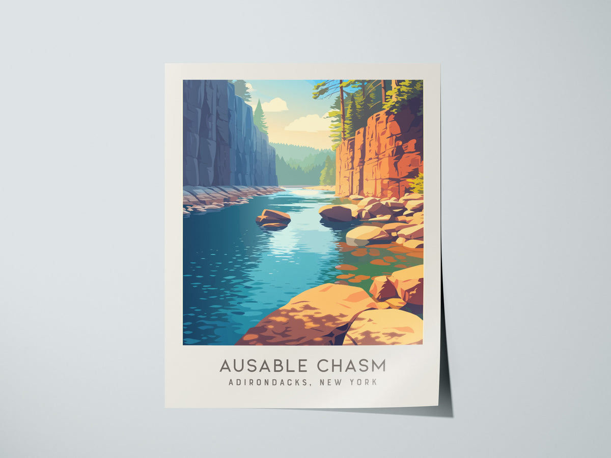 Ausable Chasm Matte Border Poster | Adirondacks, New York Destination Print — giclée print detail on matte paper