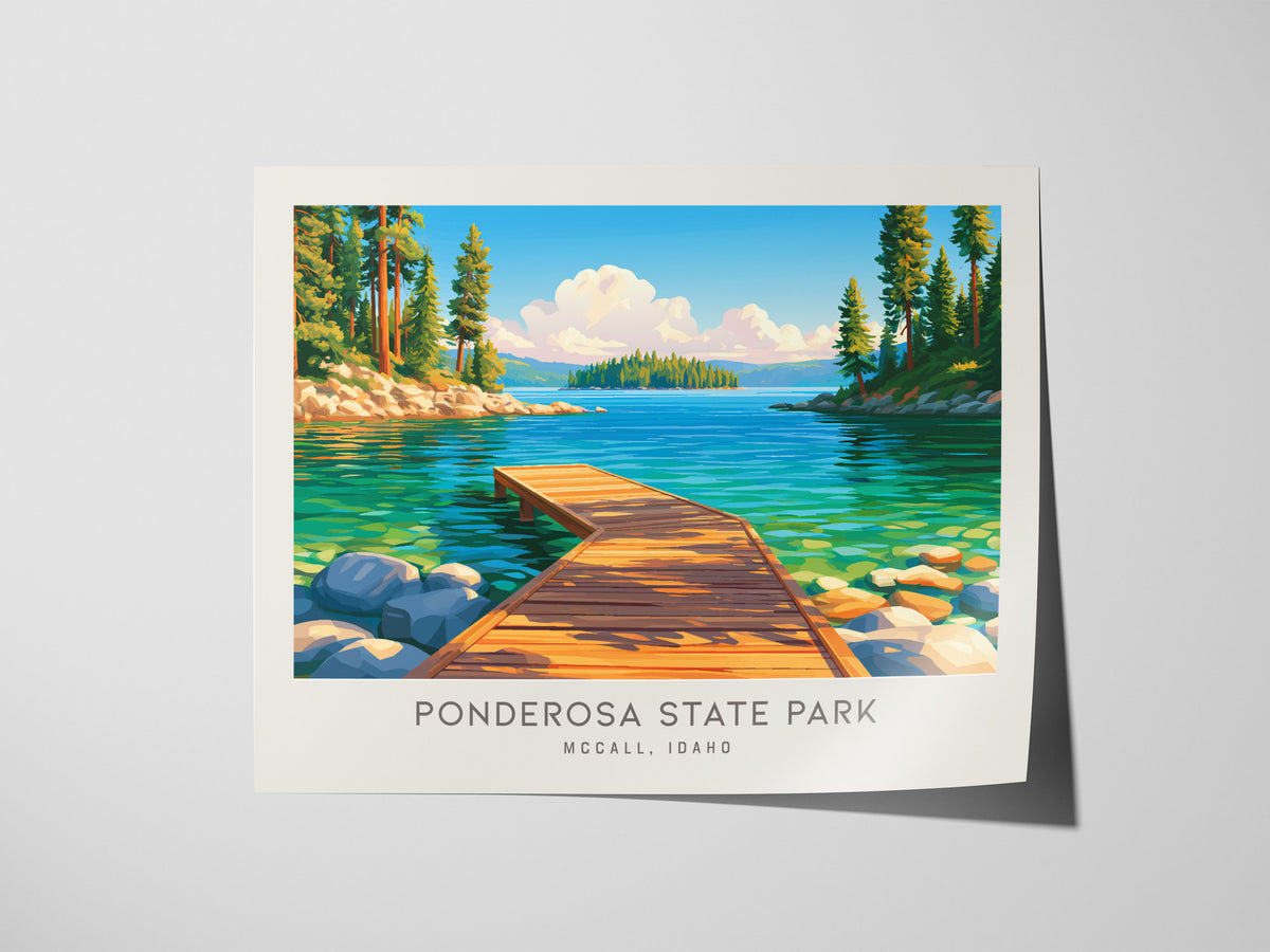 Ponderosa State Park Landscape Matte Border Poster | Mccall, Idaho Travel Gift Wall Art — giclée print detail on matte paper