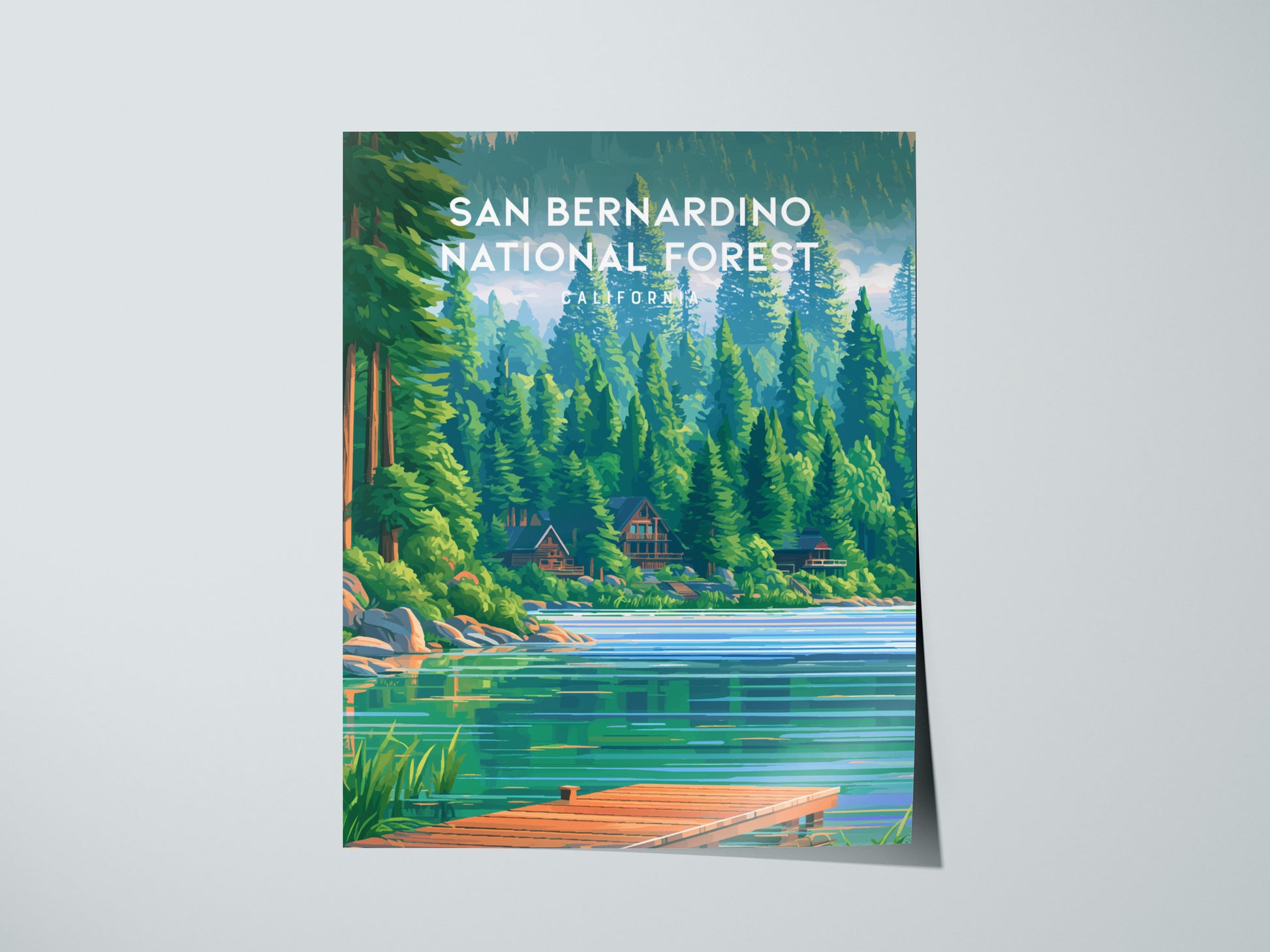 San Bernardino National Forest, California Poster | Mountain Pines & Alpine Wilderness Wall Art — giclée print detail on matt