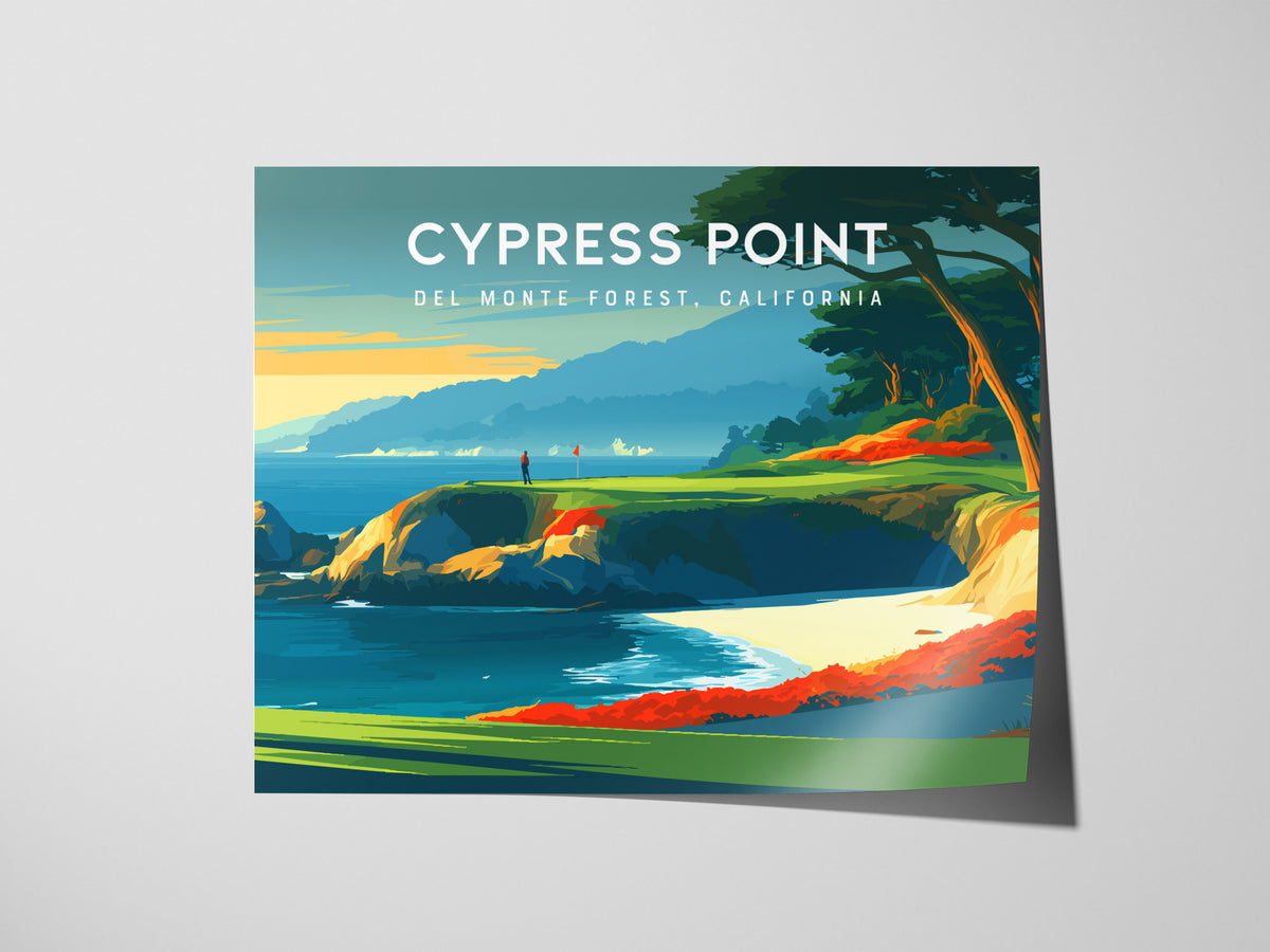 Cypress Point Landscape Poster | Del Monte Forest, California Golf Wall Art Framed or Unframed — giclée print detail on matte