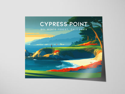 Cypress Point Landscape Poster | Del Monte Forest, California Golf Wall Art Framed or Unframed — giclée print detail on matte