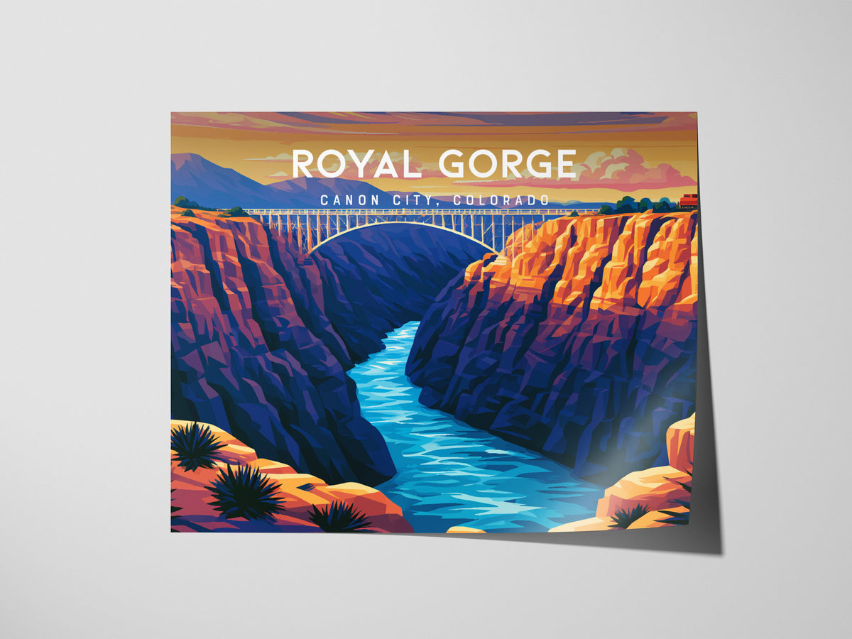 Royal Gorge Landscape, Canon City, Colorado Poster | Scenic Gorge Adventure Framed or Unframed Wall Art — giclée print detail
