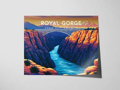 Royal Gorge Landscape, Canon City, Colorado Poster | Scenic Gorge Adventure Framed or Unframed Wall Art — giclée print detail