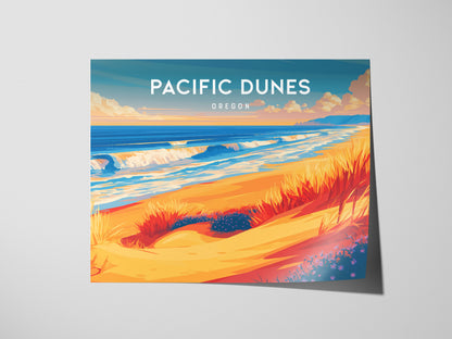 Pacific Dunes, Oregon Landscape Poster | Windswept Dunes Travel Wall Art — giclée print detail on matte paper