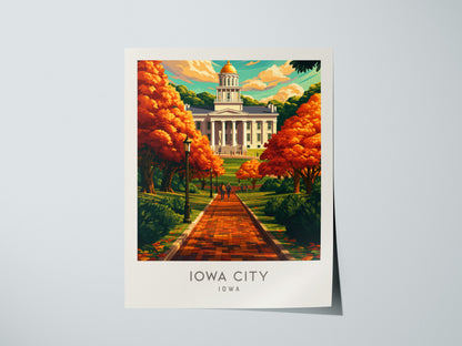 Iowa City Matte Border Poster | Iowa Destination Print Travel Wall Art — giclée print detail on matte paper