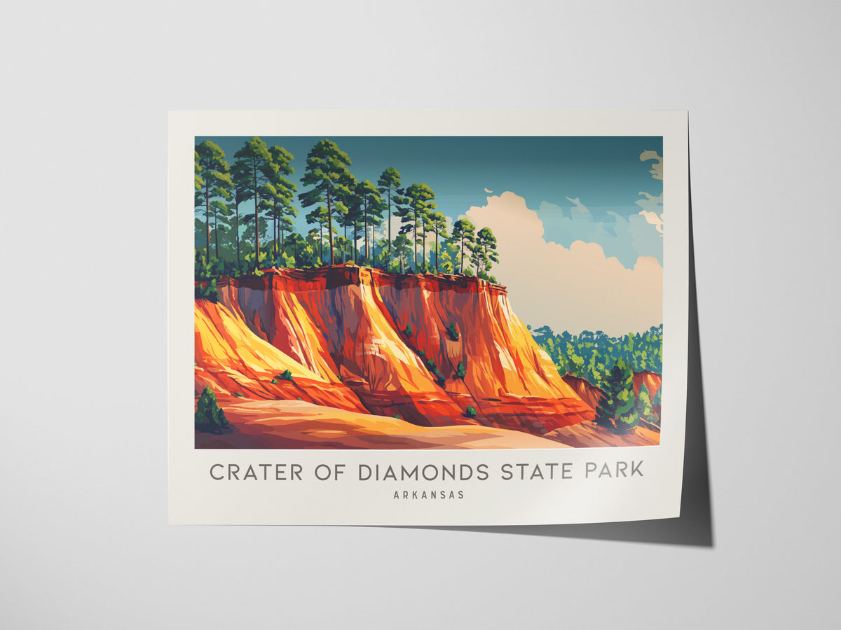 Crater of Diamonds State Park Landscape Matte Border Poster | Arkansas Travel Gift Framed or Unframed — giclée print detail o