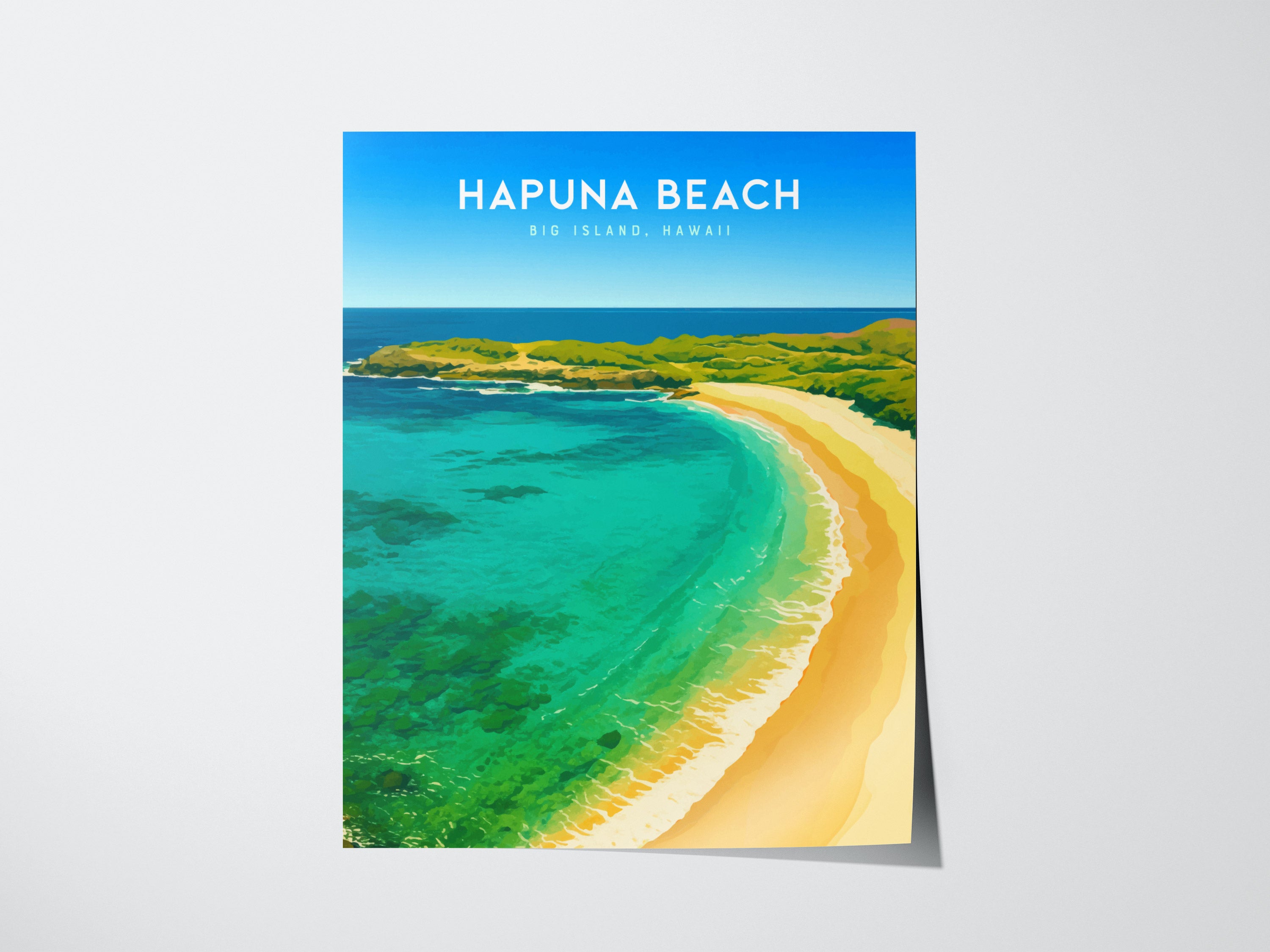 Hapuna Beach Poster | Big Island Hawaii Tropical Wall Art | Swell
