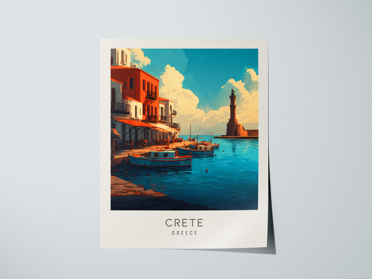 Crete Matte Border Poster | Greece Coastal Beach Decor Travel Wall Art — giclée print detail on matte paper
