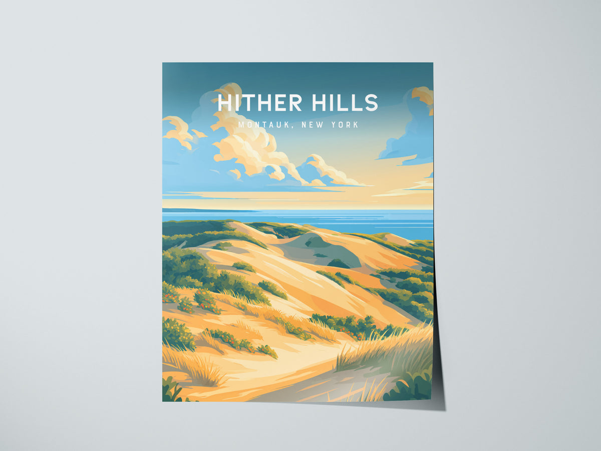 Hither Hills Poster | Montauk, New York Vacation Wall Art Framed or Unframed — giclée print detail on matte paper