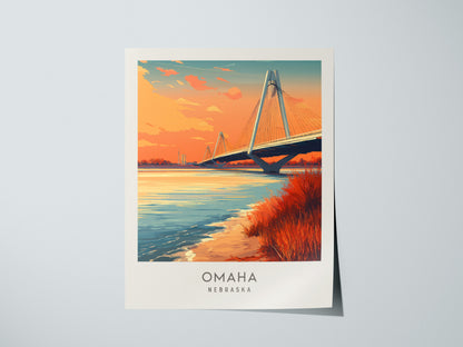 Omaha Matte Border Poster | Nebraska Travel Wall Art — giclée print detail on matte paper